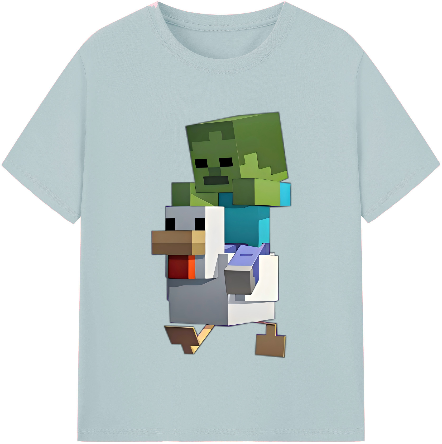 （画像用） マインクラフト ブロックの世界 Minecraft MC Block world 綿100％半袖Tシャツ（フロントプリント）